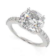 Lavinia Round Cut Side Stone 4 Prong Engagement Ring Setting - Nivetta